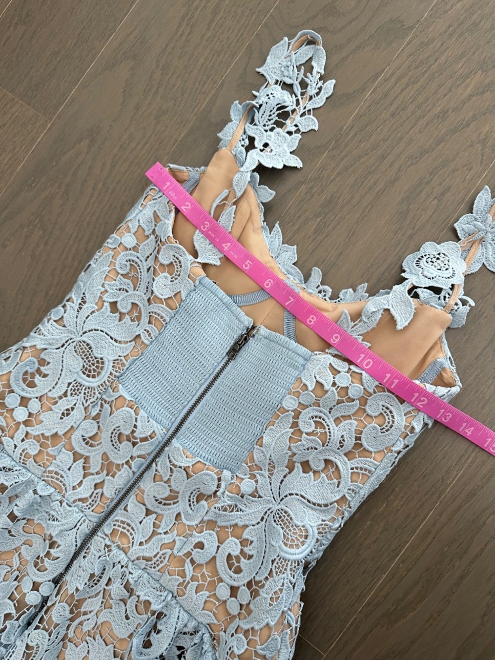 Alice + Olivia Powder Blue Lace Midi Dress - Picture 7 of 11